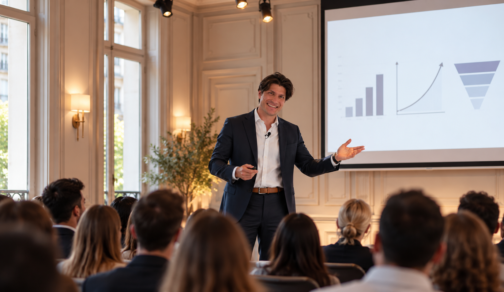 Dino en présentation devant un public attentif
